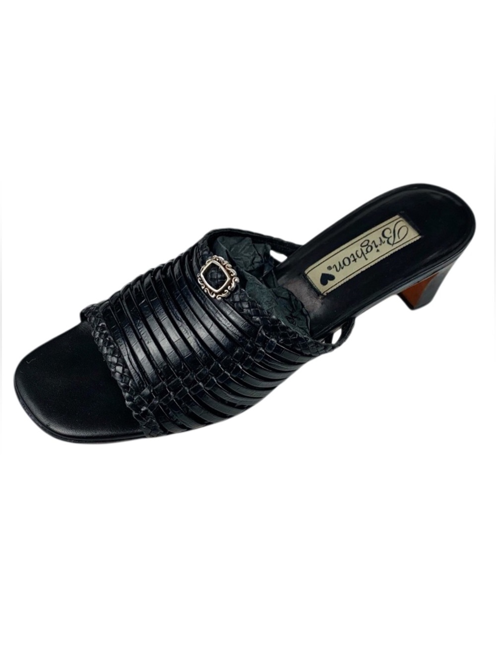 Brighton Womens Black Leather Strappy Open To d Mules Size 7.5